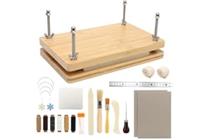 RANJIMA Buchbindesets teiliges, Buchpresse aus Holz Buchbinder Set Buch Binde Kit für Buchreparaturtuch Buchbinderleinen Buchbindebedarf Hand Buch Binde Werkzeuge Falzbeine zum Reparieren Alter Bücher