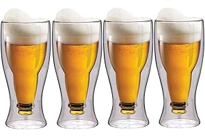 Maxxo Podwójne ścianki szklanki do piwa 4X 35cl termos z odpornego szkła borokrzemianowego idealne do piwa napojów gazowanych i oszustw (350 ML)