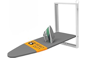 Xabitat Deska do prasowania montowana na ścianie, kompaktowa, składana, do małych przestrzeni, oszczędzająca miejsce z pokrowcem z bawełny, biało-szara, 92 x 31 cm