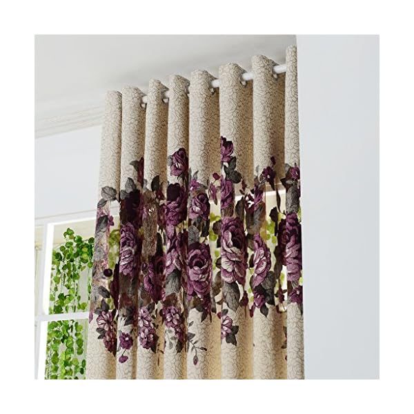 GWELL Semi-shade Floral Print Curtain Eyelet Ring Top Curtains/Drapes/Panels for Living Room Bedroom(One Panel) Flower - Image 3