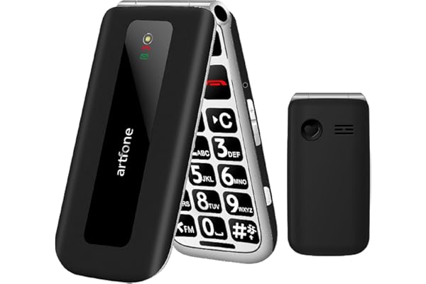 artfone F20 Noir - GSM Téléphone Portable Senior Clapet Débloqué丨Téléphone Portable Senior à Clapet丨Grandes Touches丨Bouton SOS丨écran de 2.4" 丨Batterie 1300 mAh丨Radio FM丨Appel Rapide丨double Carte SIM