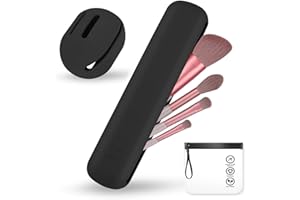 JIZZU 2 Stück Silikon Makeup Pinseltasche, Portable Reise Make up Pinselhalter und Schwammhalter, Makeup Pinsel Organizer für Reisen Aufbewahrung (Schwarz)