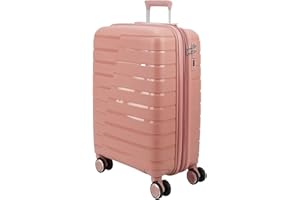 EUES Maletas de Viaje para Grande para Avión Trolley Rígida (75 x 50 x 32 cm), Maleta de Viaje con Ruedas Giratorias y Cerraduras de Dial Material PP Ligero (Rosa-L)