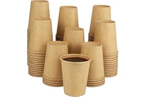grupo Munditol- Vasos café desechables de carton Kraft 350ml - Vasos papel resistentes pack 50 unidades- Ideal para todo tipo de bebidas - Vasos biodegradables
