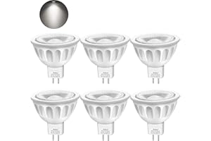 Boxlood Żarówki LED MR16, 12 V, podstawa dwubiegunowa GU5.3, 40 stopni, 5 W (odpowiednik 50 W), 500 lumenów, 6000 K zimna biel, żarówki LED do reflektorów, 6 szt