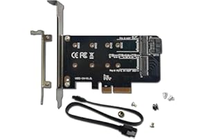 Valuegist Dual M.2 PCIE Adapter for SATA or PCIE NVMe SSD, M.2 SSD NVME (m Key) and SATA (b Key) 2280 2260 2242 2230 to PCI-e 3.0 x 4 Host Controller Expansion Card (MKeyBkey)