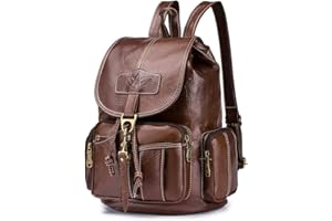 SPAHER Mochila Mujer Anti-Robo Mochila de Cuero PU Casual Mochila para Mujer Bolso Mujer Bandolera Bolsa de Mano Retro Impermeable Mochila de Viaje Café Daypack de Escuela para Las Niñas