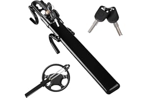 ATEK Car Steering Wheel Lock - Universal Car Anti Theft Security Device Adjustable Length SUV Van Wheel Lock Vehicle Protection Suitable for Car Security Device with Two Keys (Black)