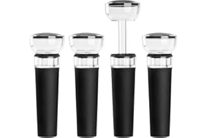 MAFITI Wein Flaschenstopper Weinstoppern, Wein Stopper Weinflaschen-Stopper mit eingebauter Vakuum-Weinsparpumpe Lebensmittelsichere Silikonkappen, Wein Saver Vakuumpumpe für halten Wein frisch (4 Pcs)