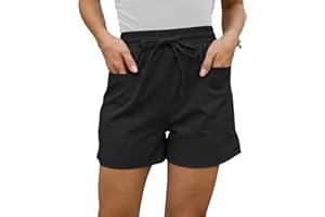 Rayson Short Femme Ete Casual avec Poches Ample Sport Jogging Loisirs Couleur Unie Sport Pantalon Court Taille Haute