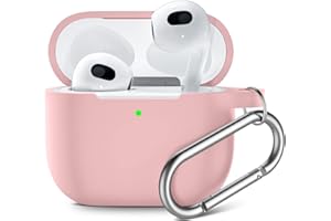 Upeak Compatible with Airpods 3 Case 2021, Fully Wrapped Silicone Protective Case Cover Shock Absorption for Apple AirPod 3rd Generation, With Keychain, Pink