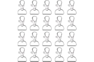 ARKIFACE Lot de 20 mousquetons pivotants avec anneau en D pour sacs, lanière, porte-clés, chaînes pour chiots