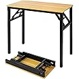 SKY-TOUCH Folding Table Multi Functional Portable Desk With AdjUStable Height Legs For Computer Camping, Garden, Picnic,Coffee,Bbq,80 * 40 * 75 cm, Wood