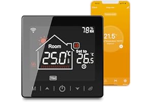 Vaconoff Thermostat Chauffage Intelligent Thermostat Chaudiere Gaz, 3A Chauffage Au Sol Thermostat Numérique Programmable WiFi Chambre Thermostat, Compatible avec Alexa/Google Assistant/Tuya App