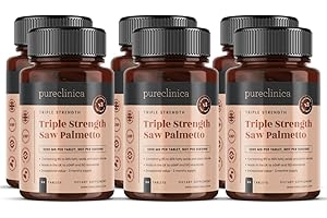 PURECLINICA Dreifach-Stärke Sägepalme, 3200 mg x 540 Tabletten (6 Flaschen à 90 Stück) – 18 Monate Vorrat – 95% Fettsäuren – bis zu 10 x stärker
