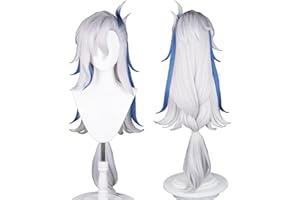 UTIEHD Peluca de cosplay de anime, peluca de impacto Genshin, con dos gorras de peluca, para Halloween, fiesta, etc. (Neuvillette Cosplay)