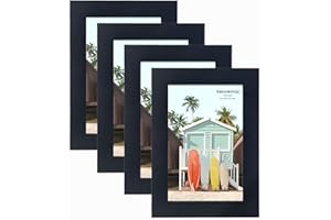 kennethan Bilderrahmen Schwarz 10x15cm 4er Set Fotorahmen mit Acrylglas zum aufhängen und aufstellen
