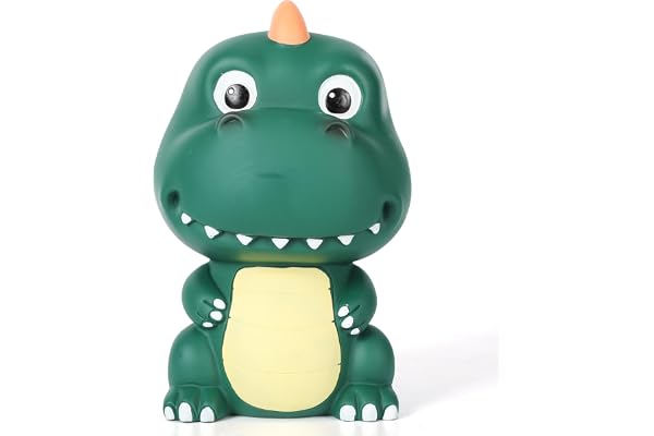 H&W Dinosaurie sparbössa med härligt stort huvud, okrossbar Tyrannosaurus Rex spargris, första myntbank, bästa julfödelsedagen för barn, pojkar, flickor, heminredning (djupgrön)