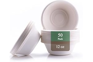 TOMONEED Ciotole monouso 350ml 50pcs, biodegradabili e compostabili, a prova di perdite, senza rivestimento in plastica, utilizzabili per feste, barbecue e picnic.