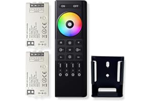 GIDEALED 2.4GHz Wireless 4 Zone RF Remote Control+2 Pcs RGB LED Controller Kit,Group Control/Individual Control 5050SMD FCOB COB 4Pin (+V R G B) RGB LED Strip DC5V DC12V DC24V Dimming Color Changing