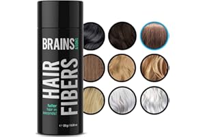 Brains & Son Hair Fiber - Premium Hair Thickener – Immediately Conceals Receding Hairlines, Hair Loss, Balding Areas and Thinning Hair – Undetectable Keratin Fibers - Hair Powder | 25g (BROWN)