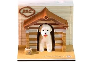 Hoepavy desk calendar,time piece calendar 2025,3d calendar,artsy pads,Puppy 3d paper note pad,laser engraved hand torn note pad,for note taking,decorative ornaments,holiday gifts