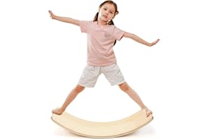 COSTWAY 90 x 30 cm / 90 x 40 cm deska balansowa z filcem/bez filcu, drewniana deska do balansowania, obciążenie do 220 kg, zakrzywiona deska dla dzieci i dorosłych