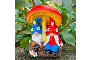 YEEMOUTYLO Garden Gnomes, Mushroom Garden Gnomes Outdoor, Gnome, Gnomes Garden Ornaments, Mushroom Gnome Statue - Resin, Perfect for Garden & Home Decor
