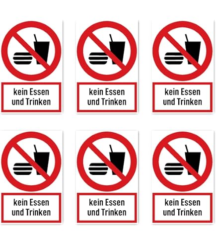 Verbotsschild Essen & Trinken Verboten – Piktogramm DIN 7010, Von Fassbender-Druck