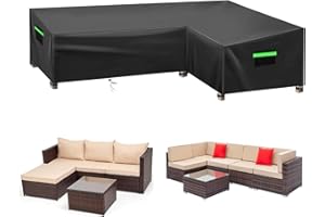 Neuradical 420D Gartenmöbel Abdeckung L-förmiger Gartensofabezug,Wasserdicht Rattanmöbelset Abdeckplane für Ecksofa-210x260x87x80/66cm
