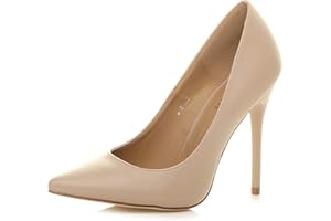 AJVANI Womens Ladies high Heel Pointed Contrast Court Smart Party Work Shoes Pumps Size