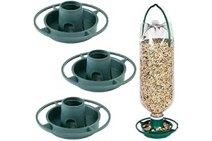 Azonee Outdoor Bird Feeder, Hanging Plastic Hook Garden Feeder with Anti-Squirrel Design, Multiple Feeding Openings, Easy-to-Clean for Bird Watching, Attracting Outside Bird(3 Pcs)