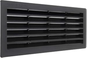 La Ventilazione P25R2510N infälld svart plast infälld ventilationsgaller med insektsnät, mått 254 x 108 mm
