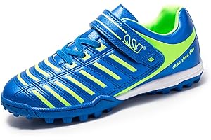 Saekeke Scarpe da Calcio Unisex-Bambini TF Ragazzi Ragazze Indoor Outdoor Velcro Scarpe da Allenamento Low-Top Leggero Antiscivolo Scarpe da Calcetto