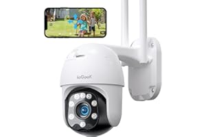 ieGeek Telecamera Wi-Fi Esterno 360° PTZ WiFi Videocamera Sorveglianza con 1080P Visione notturna a colori, Tracciamento Automatico, IP66 Impermeabile, Rilevamento del movimento, Audio bidirezionale…