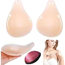 Reggiseni Adesivi Push Up - 4 Pezzi In Silicione Senza Spalline, Sollevamento Seni, Nudo E Nero - Foto 3