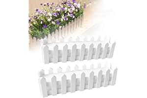 MOVKZACV Valla de madera para piquetes de madera, maceta de flores, caja de ventana de madera, tableros de terraza para decoración de interiores y oficinas, bodas, decoración del hogar (blanco)