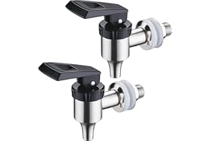 SPORGO 2 Stück Edelstahl Getränkespender Zapfhahn: 16mm Bierzapfhahn Wasserspender Ersatzzapfen, Ersatzzapfhahn für Getränkespender, 304 Edelstahl Getränkespender Zapfhahn für Wein Bier Saft Kaffee