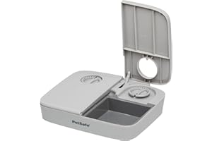 PetSafe Futterautomat für 2 Mahlzeiten, Haustiersicheres Design, Für trockenes Hunde und Katzenfutter, Grau, 1 Stück (1er Pack).
