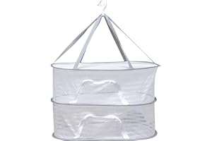 RAPIDBOK Rete di Essiccazione Sospesa a 2 Strati con Chiusura Lampo, Rete di Essiccazione per Erbe Rete per Asciugatura di Erbe Aromatiche Fiori Lampadine Pesce Verdure e Frutta Essiccatore Compatto 40x60 cm