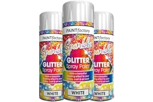 Classic Signature - 3 x Glitter White Spray Paint 200ml Decorative, Creative, Dazzling Effect to Your Hobby Art and Craft Use