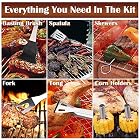 Chenci Grillbesteck BBQ Grillzubehör 16 Set, Barbecue Grillen Werkzeuge Koffer aus Edelstahl – Bild 6
