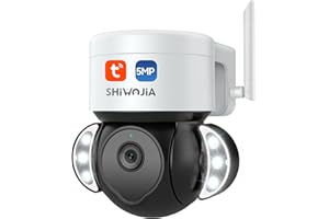 SHIWOJIA Zewnętrzna kamera Wi-Fi, kamera Floodlight Cam 2,5 K, 5 MP, dwukierunkowy dźwięk, noktowizor, kompatybilna z Alexa