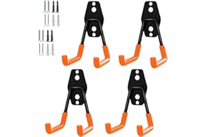 PYBTOOL Ganchos resistentes para garaje, ganchos multiusos para almacenamiento en garaje, organizador de herramientas de jardinería, ganchos de acero para montaje en pared (gancho en U pequeño)