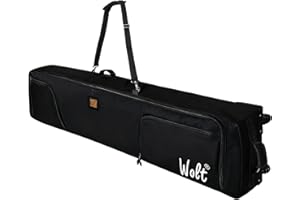 WOLT Rolling Ski Bag - Padded Snowboard Bag Carrier with Wheels for Air Travel, fit to Double Pairs of Skis up to 175 or 190 cm