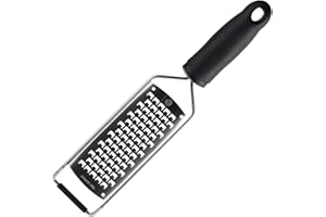 MasterChef Cheese Grater For Kitchen, Flat Mini Grater Handheld for Parmesan, Vegetables, Potato, Garlic, Ginger, Coconut etc, Sharp Stainless Steel Blades with Non Slip Rubber Foot & Easy Grip Handle