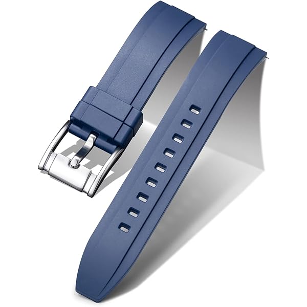YISIWERA 20mm 22mm Rubber Watch Band Premium Crafter Silicone Universal Curved Ends Watch Band Bracelet Brushed Stainless Steel Buckle for Men and Women, 22 mm