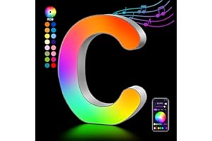 KANGTAIXIN Letra Luminosas Mayúscula con USB, Letras de Luces LED Iluminadas Control APP, Luces Etras de neón, Luces de Noche para Pared, Fiesta de Cumpleaños, Navidad, Decoración de Boda, Letras - C