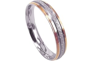 Everstone Women Wedding Band Titanium Ring Dome Shape Anniversary Ring Two Tone Gold and Silver Valentine Day Gift 4mm