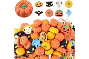PANTSLINE 100 Pcs Halloween Pumpkin Erasers Bulk Fall Mini Erasers, Pencil Novelty Eraser Bulk for Kids 3D Eraser, Trick or Treat Halloween Party Favors, Rewarding Toy